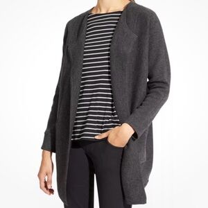 Athleta Merino Wool Blend Chill Chaser Cardigan Sweater Charcoal Grey XXS